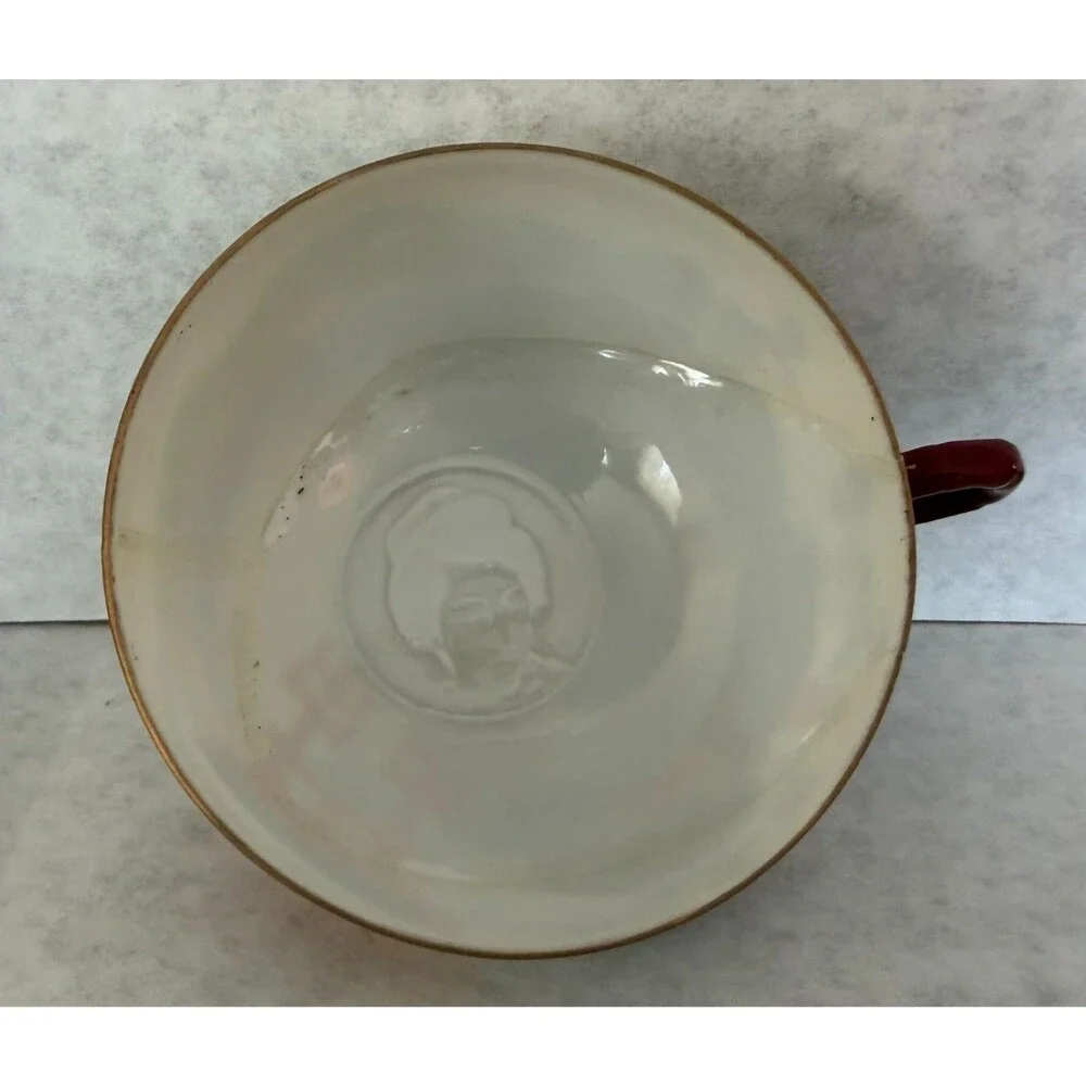 Lithophane Tea Cup and Saucer Set with Geisha Design